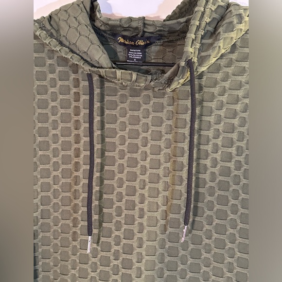 NWOT STRETCH KNIT OLIVE HONEYCOMB HOODIE - Picture 5 of 16